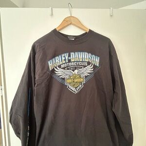 Harley-Davidson Black Long Sleeve Tee with Blue Accents